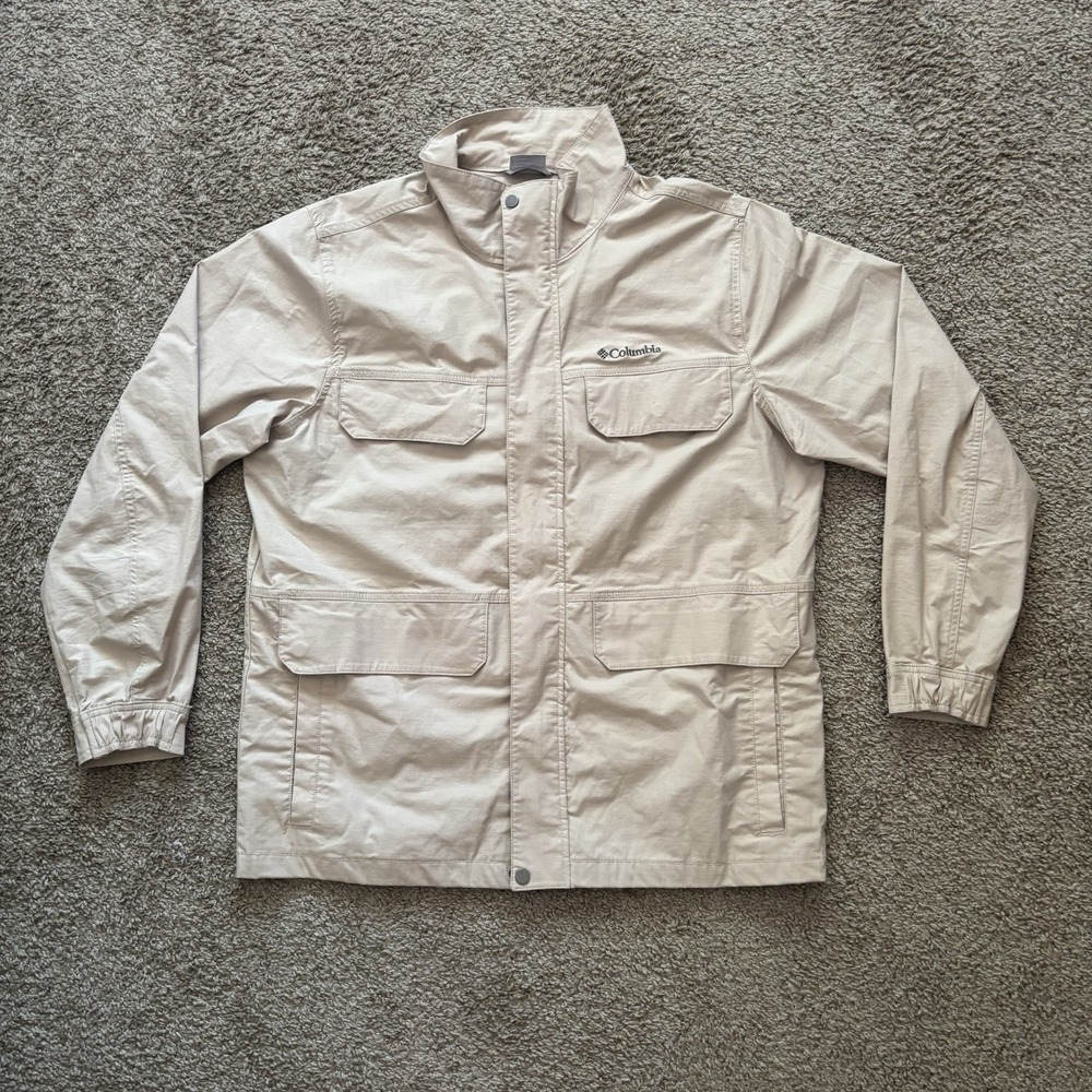 Columbia Hiking Windbreaker Outdoor Beige Full zip Jacket Size Large